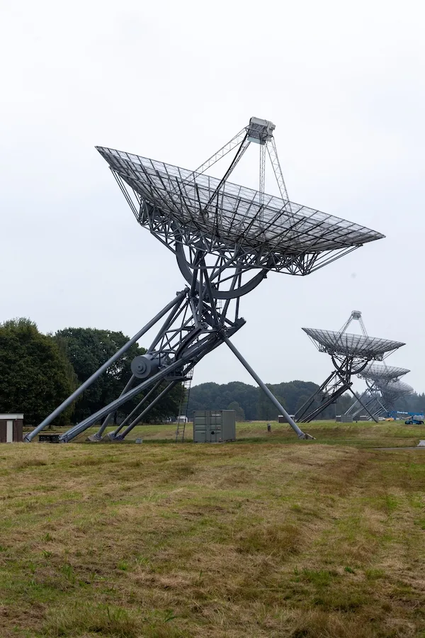 Radio telescopes installed near Westerbork in the Netherlands